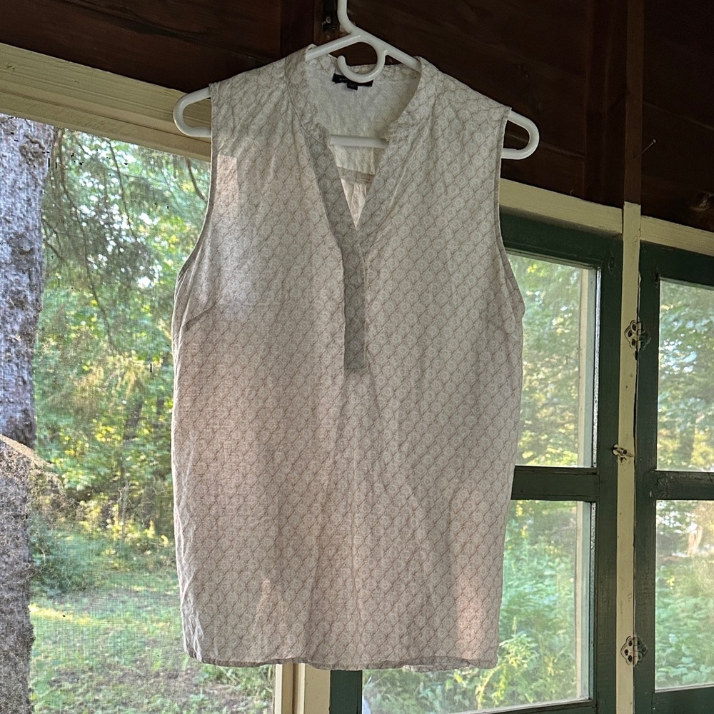 Linen Bland Sleeveless Blouse Tank Top L